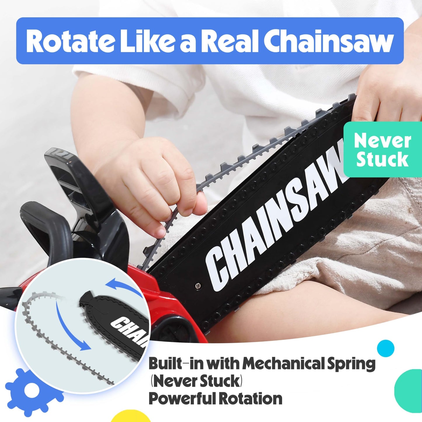 BELLOCHIDDO Toy Chainsaw - Construction Toy Power Tools with Realistic Sounds, Goggles Assesories, Outdoor Pretend Play Set, Gif
