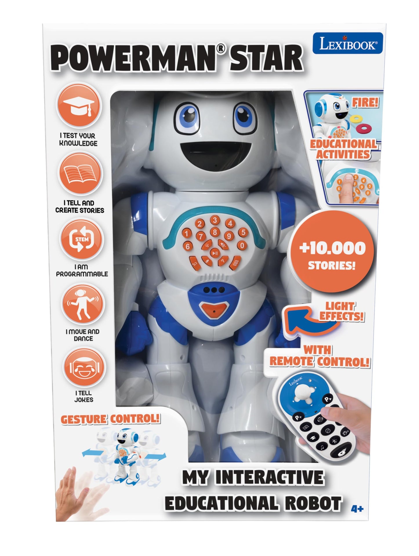 Lexibook Powerman Star - Remote Control Walking Talking Toy Robot Stem Programmable For Kids 4+ - Rob85En