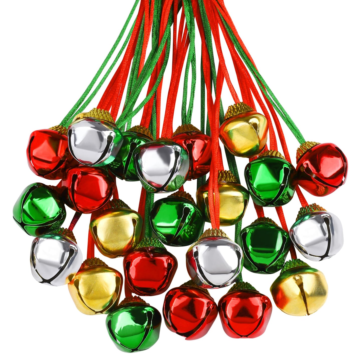 Aneco 36 Pack Christmas Bell Necklaces Holiday Jingle Bell Necklaces Toys with Safety Connect Catch Ribbons for Christmas Favor