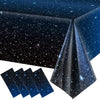 Space Tablecloth Starry Night Tablecloth Decorations Plastic Galaxy Table Cover Space Stars Theme Party Supplies For Birthday Home Decorations, 54 X 108 Inch (4 Pieces)
