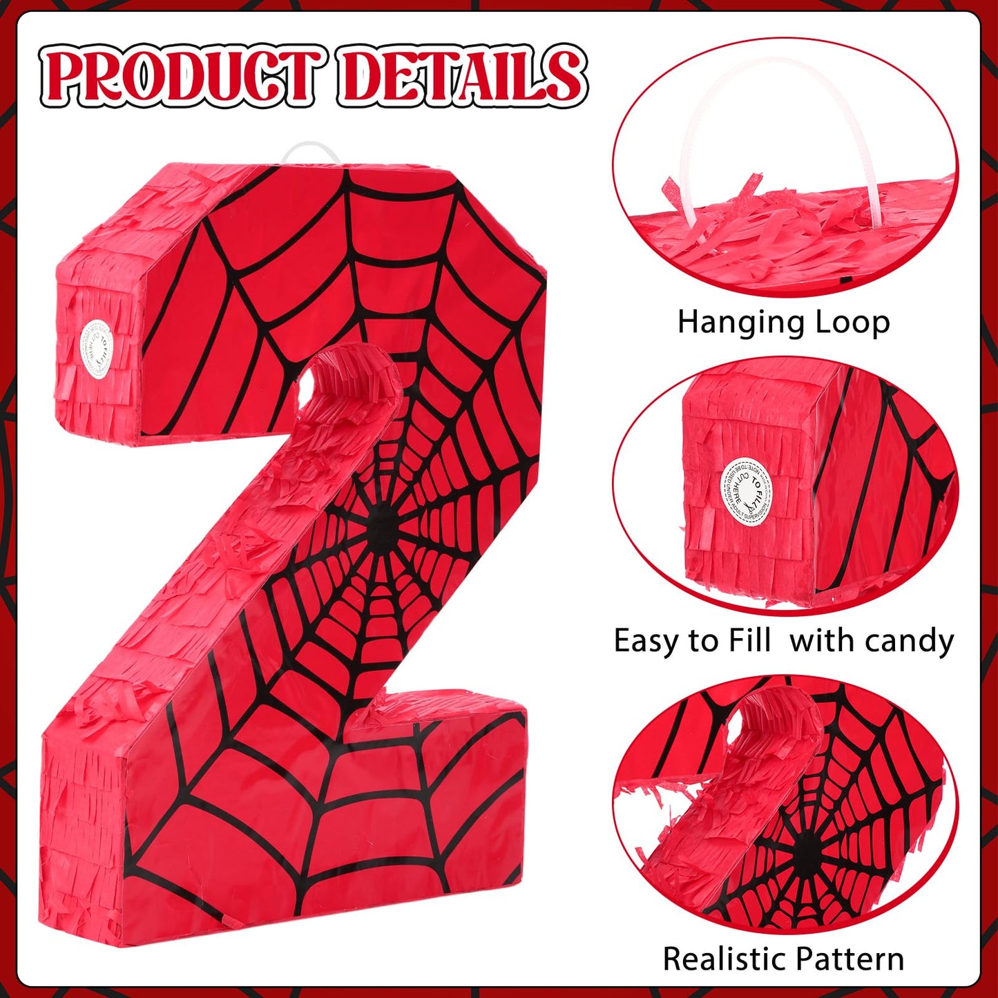 Simgoing Number 3 Spider Web Piata Bundle with Blindfold Small Piata Birthday Party Decoration for Mexican Fiesta Cinco De Mayo