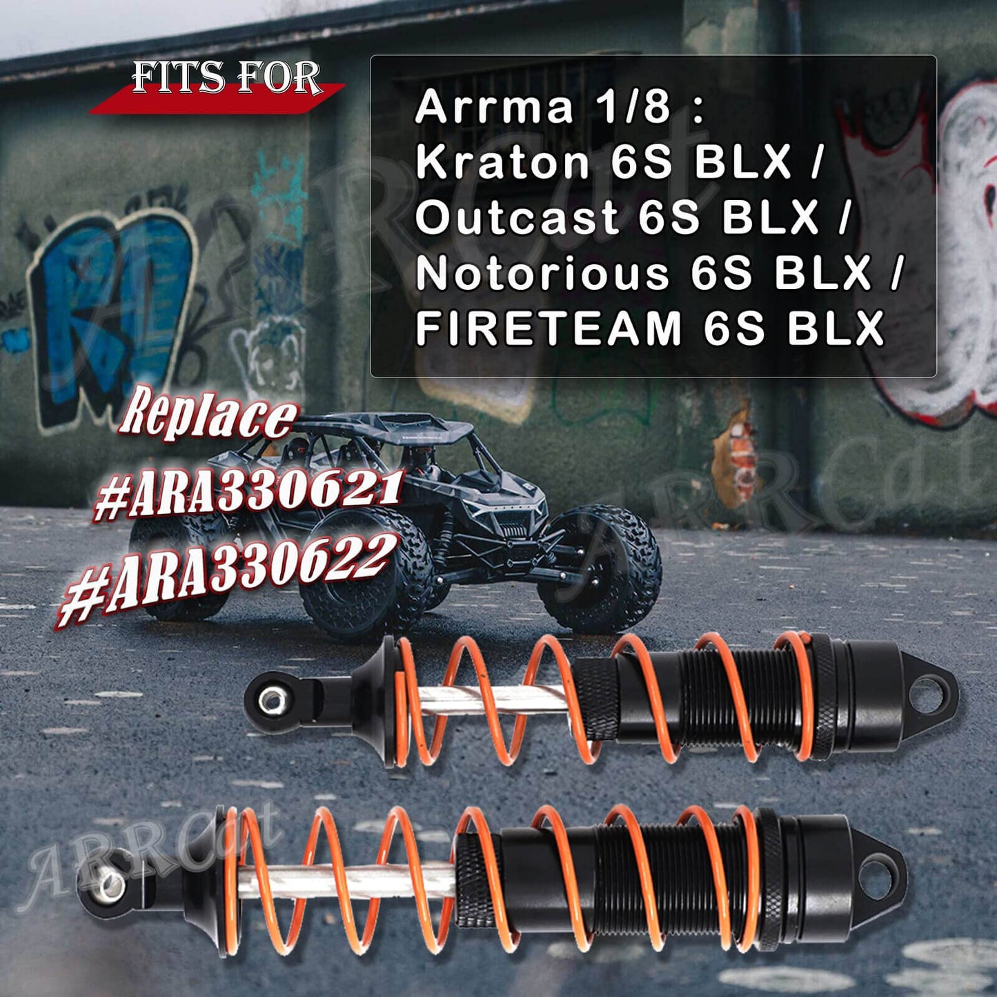 4PCS Alloy RC Shocks Dampers Upgrades Part for Arrma 1/8 Outcast 6S BLX Kraton Notorious 6S BLX,ARRCat 4PCS BIG BORE Front Rear