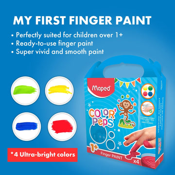 Maped - First Finger Paint - 4 Vivid Colors - Safe for Children