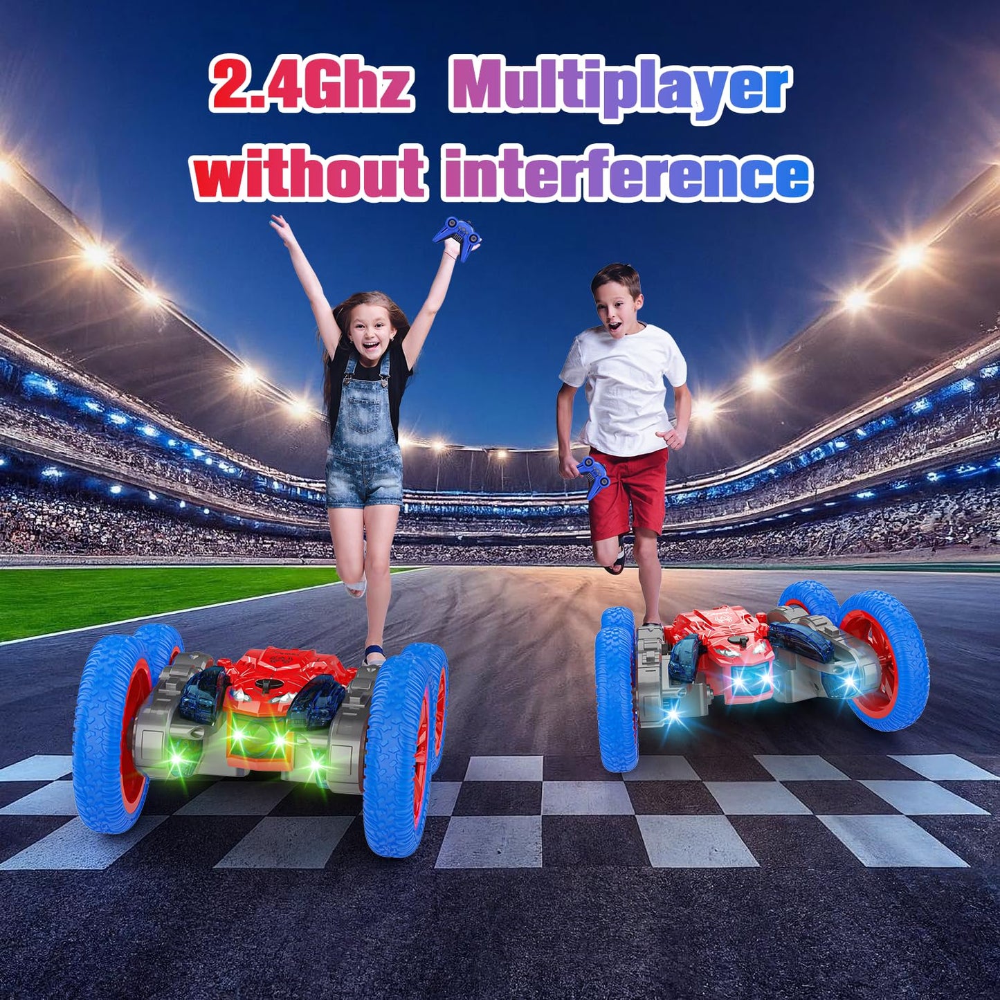 Remote Control Car for Boys, Double-Sided Drive,360 Rotation of Rc Cars Spray Features and Spins Have Special Lighting Rc Car,4W