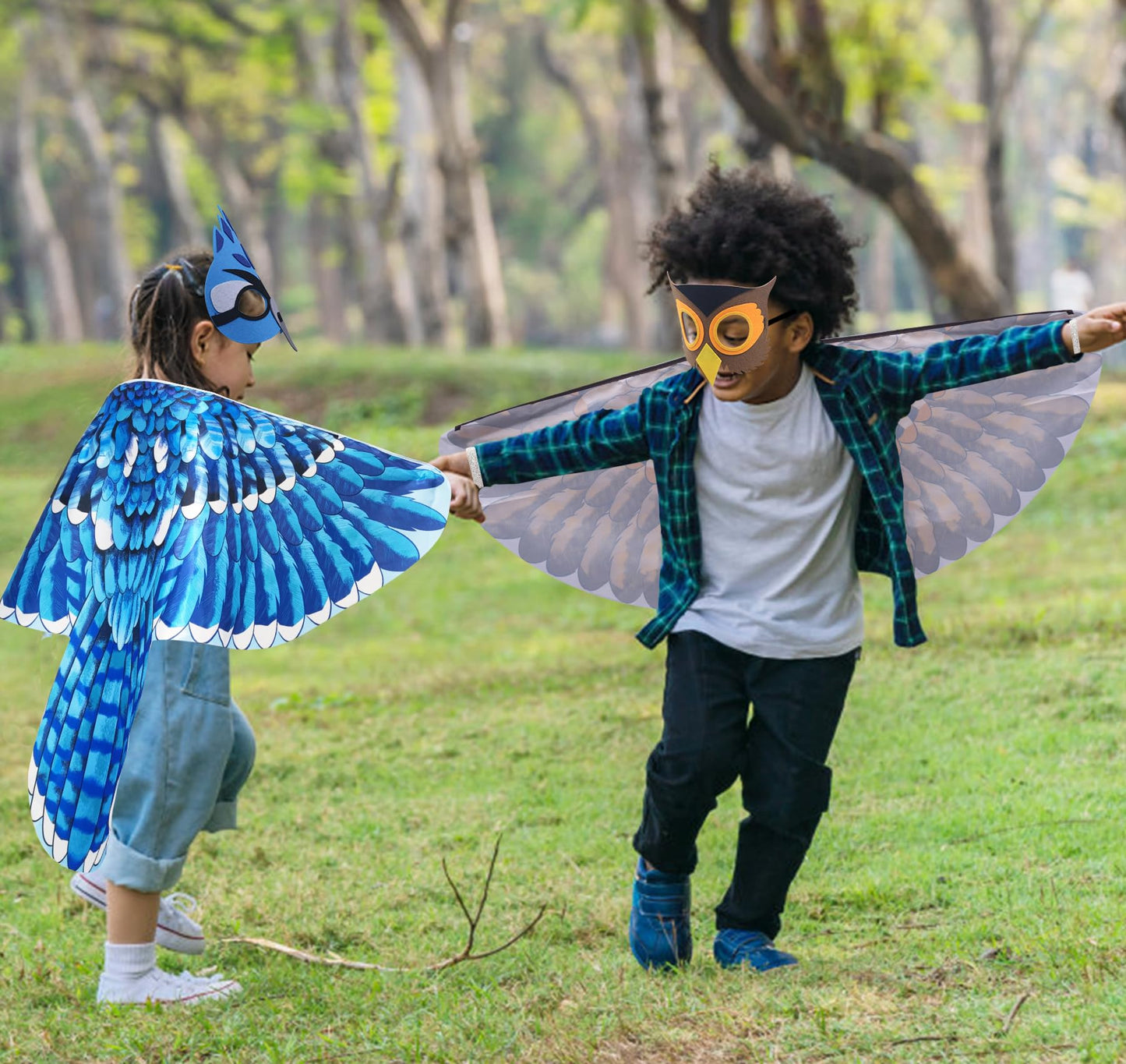 D.Q.Z Kids Owl Costume with Mask, Black Dress Up for Boys & Girls, Eagle Role Play for Halloween, Size 112cm*72cm
