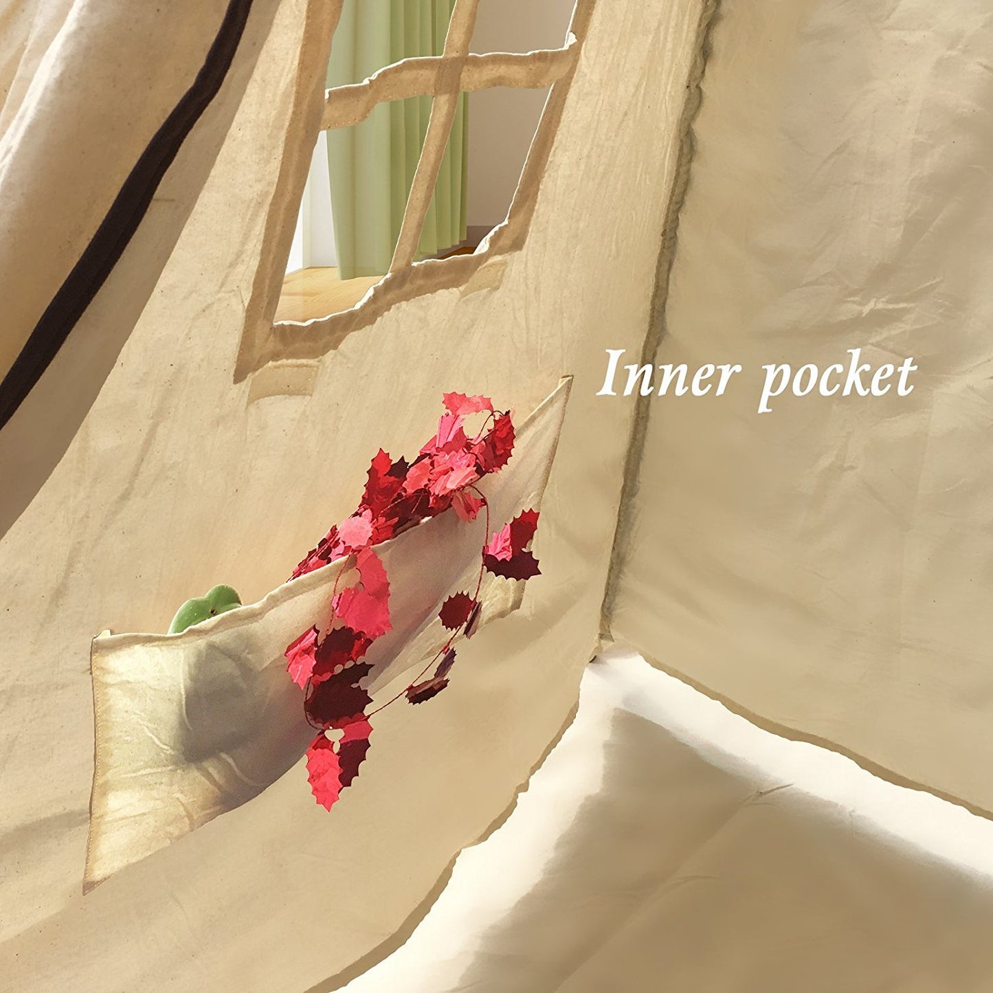 Lavievert Natural Canvas Teepee Tent for Kids, Foldable Teepee Play Tent with A Water Resistant Bottom Mat, Present Playhouses f