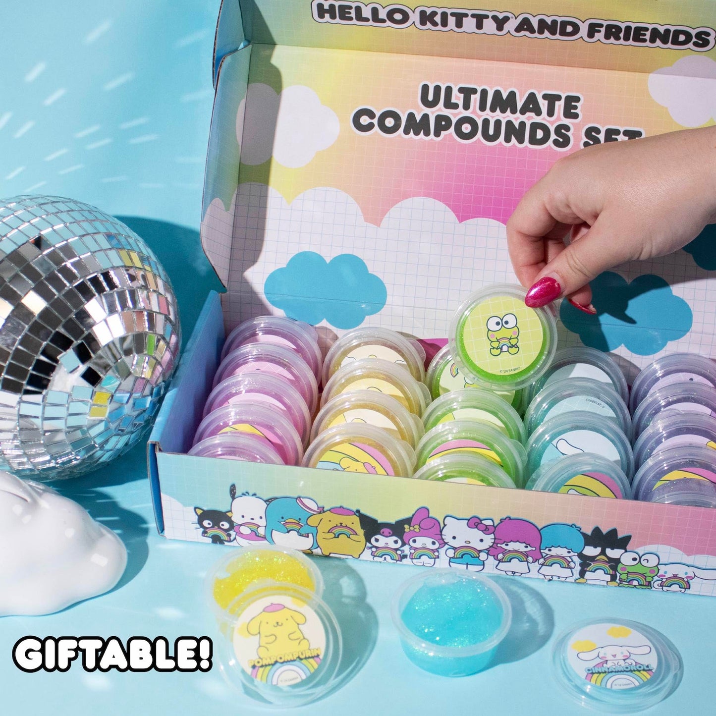 Hello Kitty And Friends Ultimate Compounds Set, 25-Pack, Scented Glitter Slimes, Sanrio Stuff, Slime Bulk, Mini Slime, Party Favors For Kids 8-12, Hello Kitty Toys, Hello Kitty Party Supplies, Slimes
