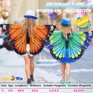 Irolewin Toddler-Kids Butterfly-Wings For Girls Butterfly-Costume Children Bug Dress-Up Wings As Play Toys Boys Party Favors
