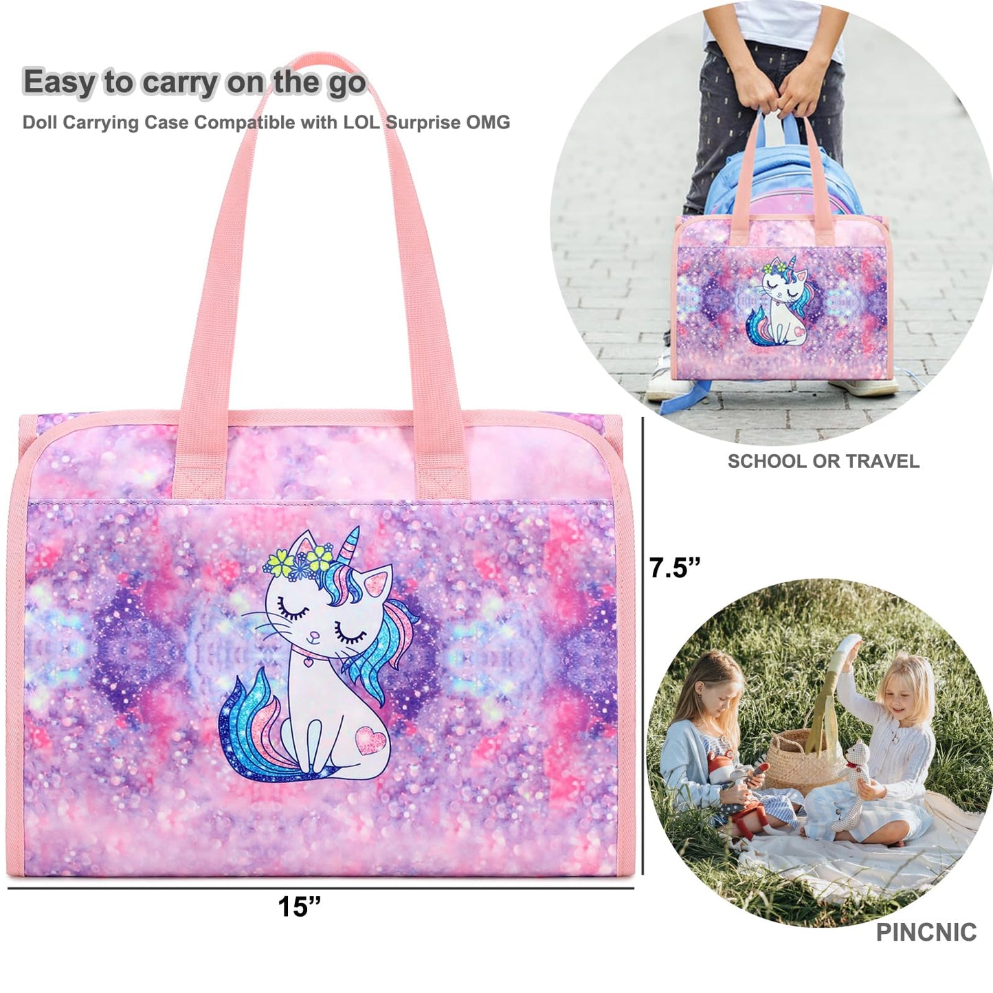 Jianya Dolls Storage Bag Toys Display Carrying Storage Organizer Clear View Compatible With All Surprise Dolls Small Toy, Cat Dr