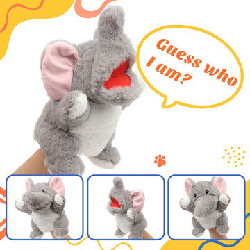 Cuteoy Plush Elephant Hand Puppet Stuffed Animal Toy Open Movable Mouth Creative Role Play Storytelling Plushies Gifts For Kids