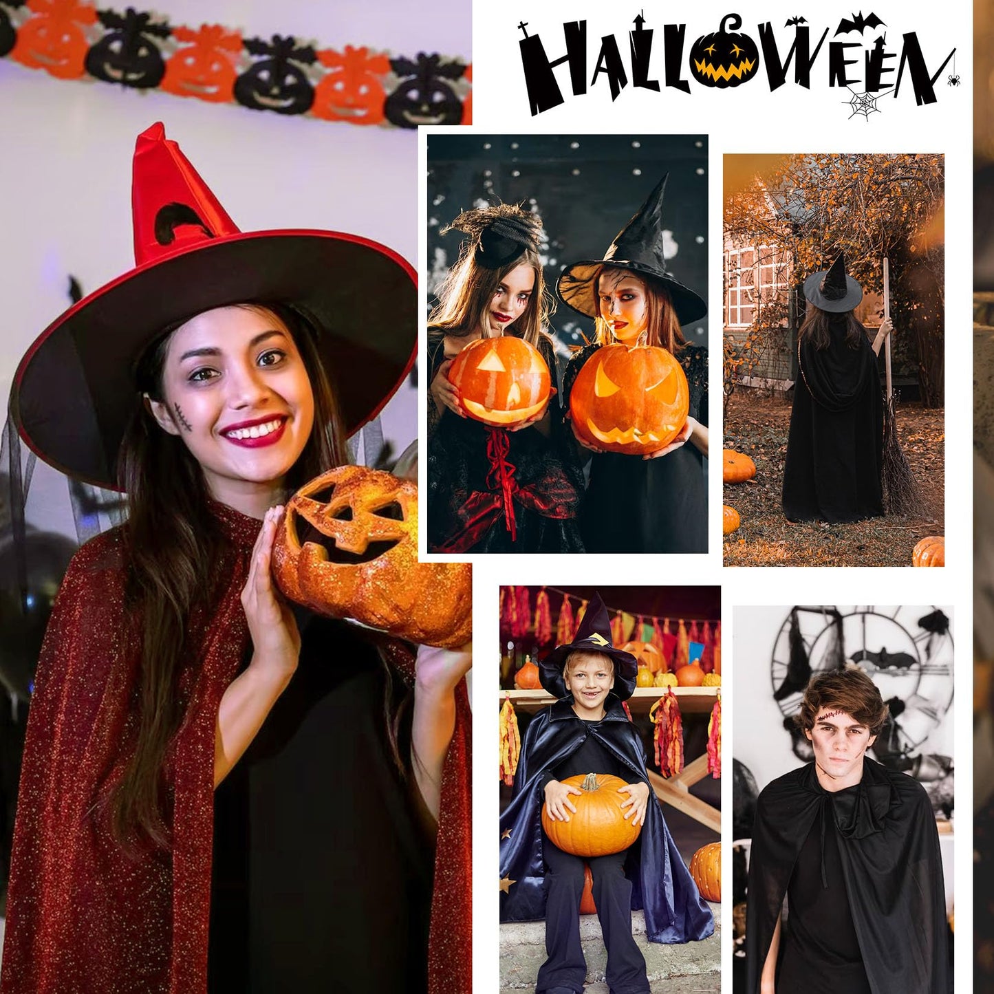 Century Star Kids Hooded Velvet Cloak Cape for Halloween Christmas Role Play Cosplay Dress up 3-16 Years Black X-Large