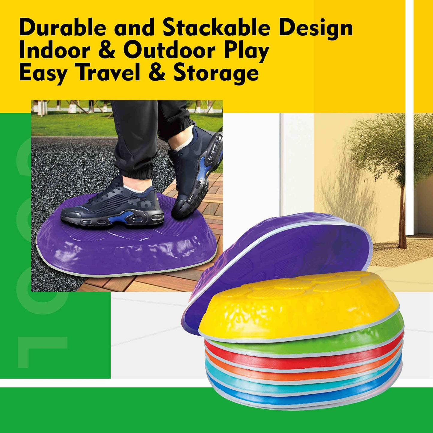 Smartyeen Stepping Stones For Kids,8/12 Pcs Durable Non-Slip Balance Stones Indoor Outdoor Toys For Toddlers Develope Kids Balance And Coordination Skills