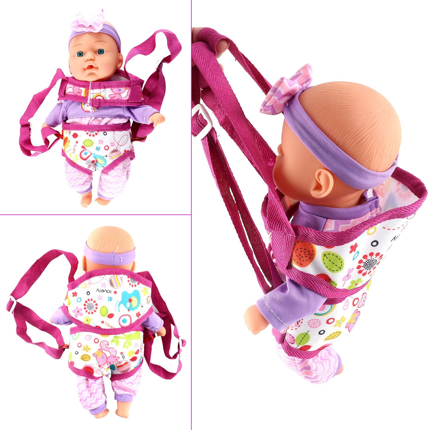 Deao Kids Baby Doll Stroller Nursery Role Play Set With A Variety Of Feeding Toy And Play Mat Travel Cot Baby Carrier Stroller A