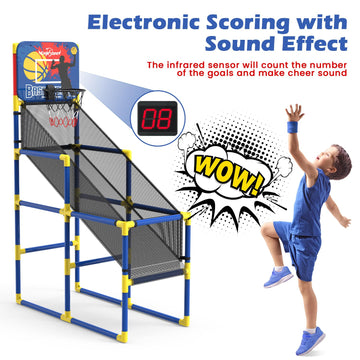 Kids Basketball Hoop Arcade Game W/Electronic Scoreboard Cheer Sound, Basketball Hoop Indoor Outdoor W/4 Balls, Basketball Game Toys Gifts For Kids 3-6 5-7 8-12 Toddlers Boys Girls