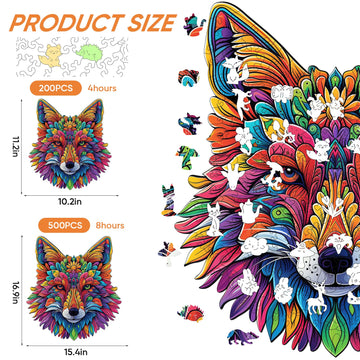 Qiuenisray Original Wooden Jigsaw Puzzles-Wolf 200pcs Medium 10.2x11.2in Wooden Puzzles for mature-themeds Unique Shape Animal mature-themed Puzzles Irregular Wood Puzzles Best Gift for mature-themeds and Kids Family Game