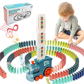 Noaideoi Domino Train Toy Set For Kids, 100 Pcs Automatic Dominoes Blocks Building And Stacking Toys Creative Kids Games Early E