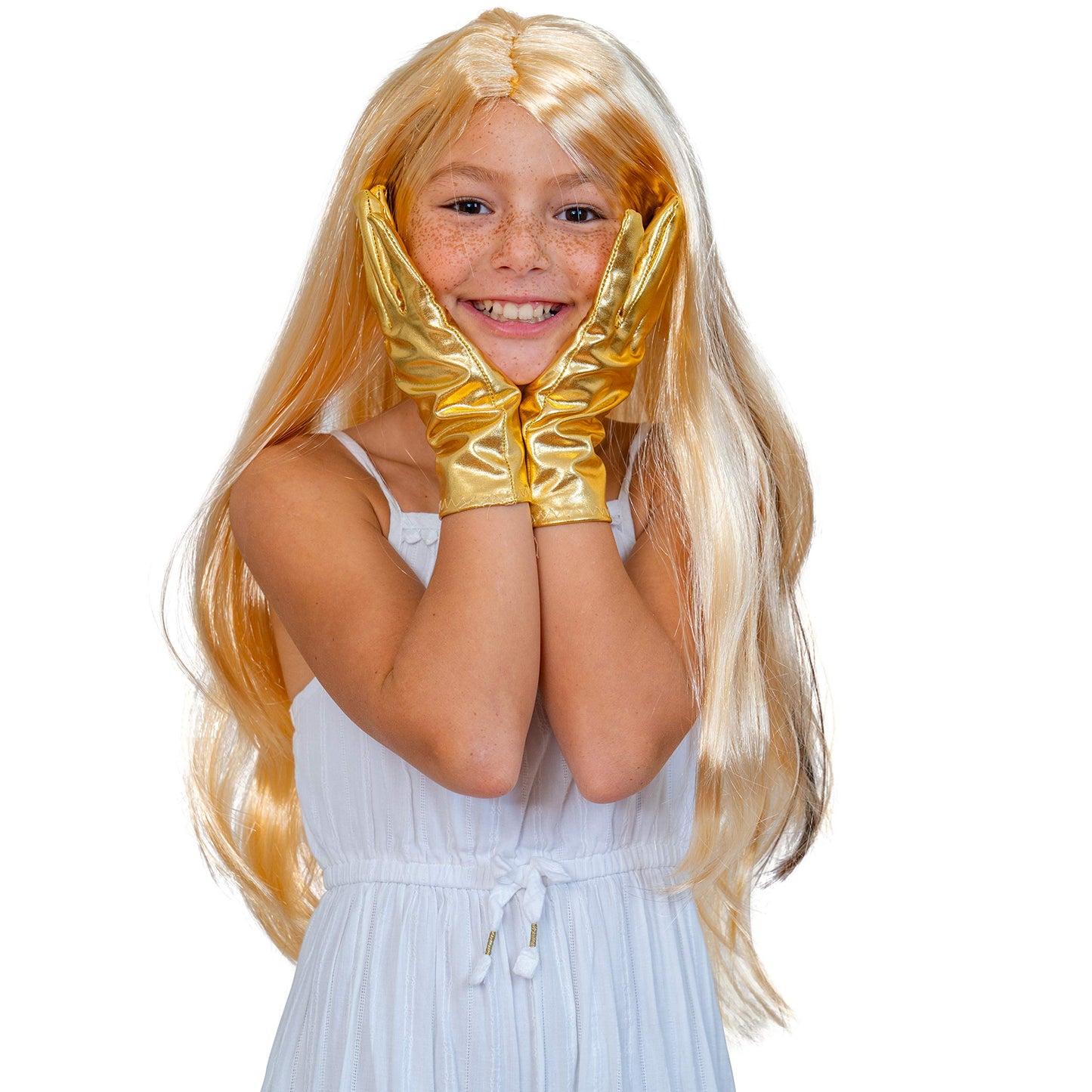 Skeleteen Long Blond Princess Wig - Blonde Kids Pretend Play Costume Accessories Princess Wigs For Children