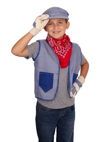 Tigerdoe Kids Train Engineer Costume Set - 3 Pc Set -Train Conductor Hat, Vest, Red Bandana And Gloves -Childs Conductor Dress U