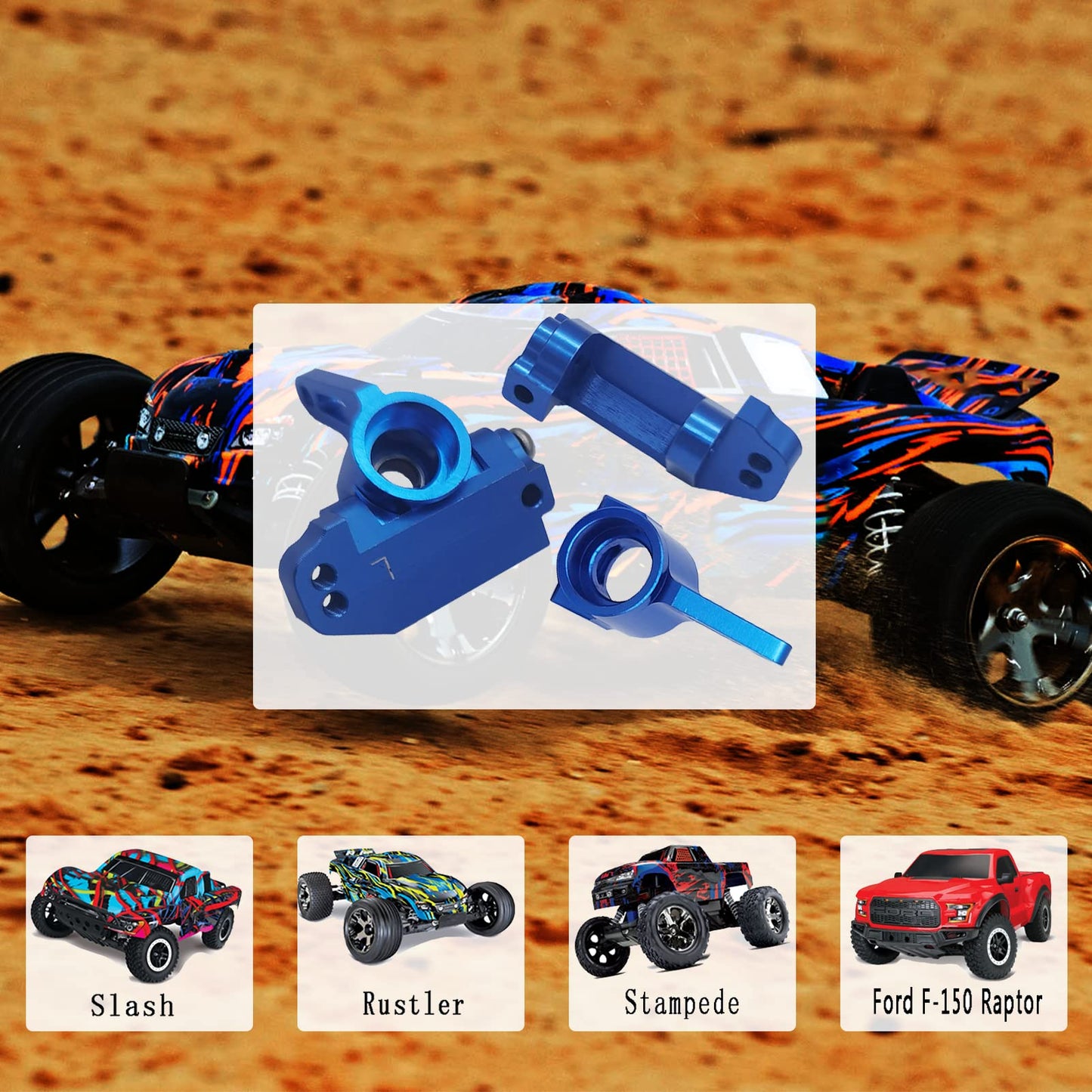 BingHFobbyHuo RC Alloy Caster Block&Steering Blocks&Rear Stub Axle Carriers for Traxxas 1/10 2WD Slash, Stampede, Rustler, Nitro