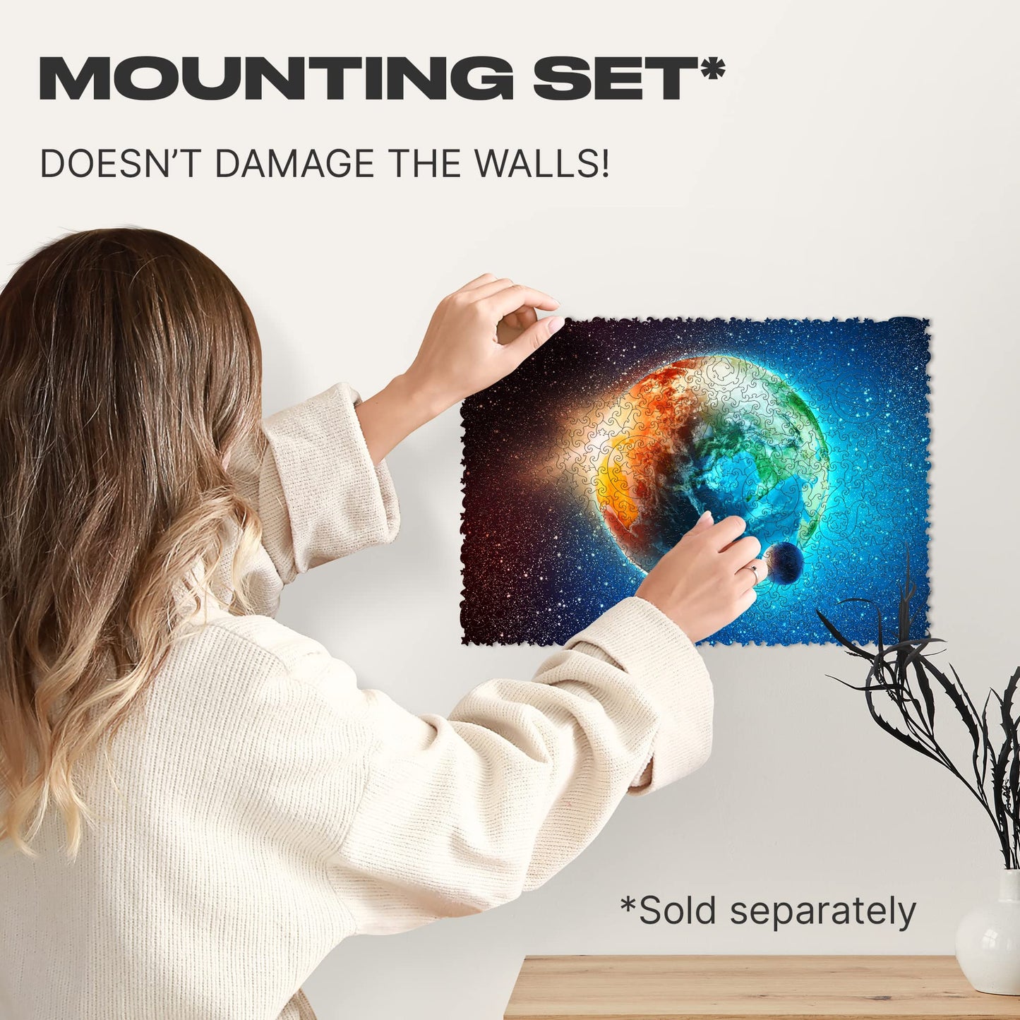 Unidragon Wooden Jigsaw Puzzles - Space Planet Earth, 500 Pcs, King Size 16.9'X11.8', Beautiful Gift Package, Unique Shape Best Gift For Adults And Kids