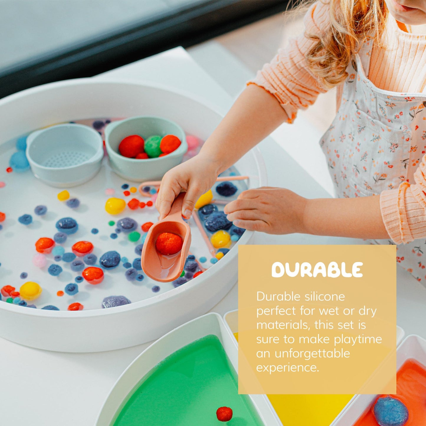 Inspire My Play - 4 X Mini Silicone Scoops - Perfect For Sensory Playtray - Sensory Bin Accessories - Special Education Classroo