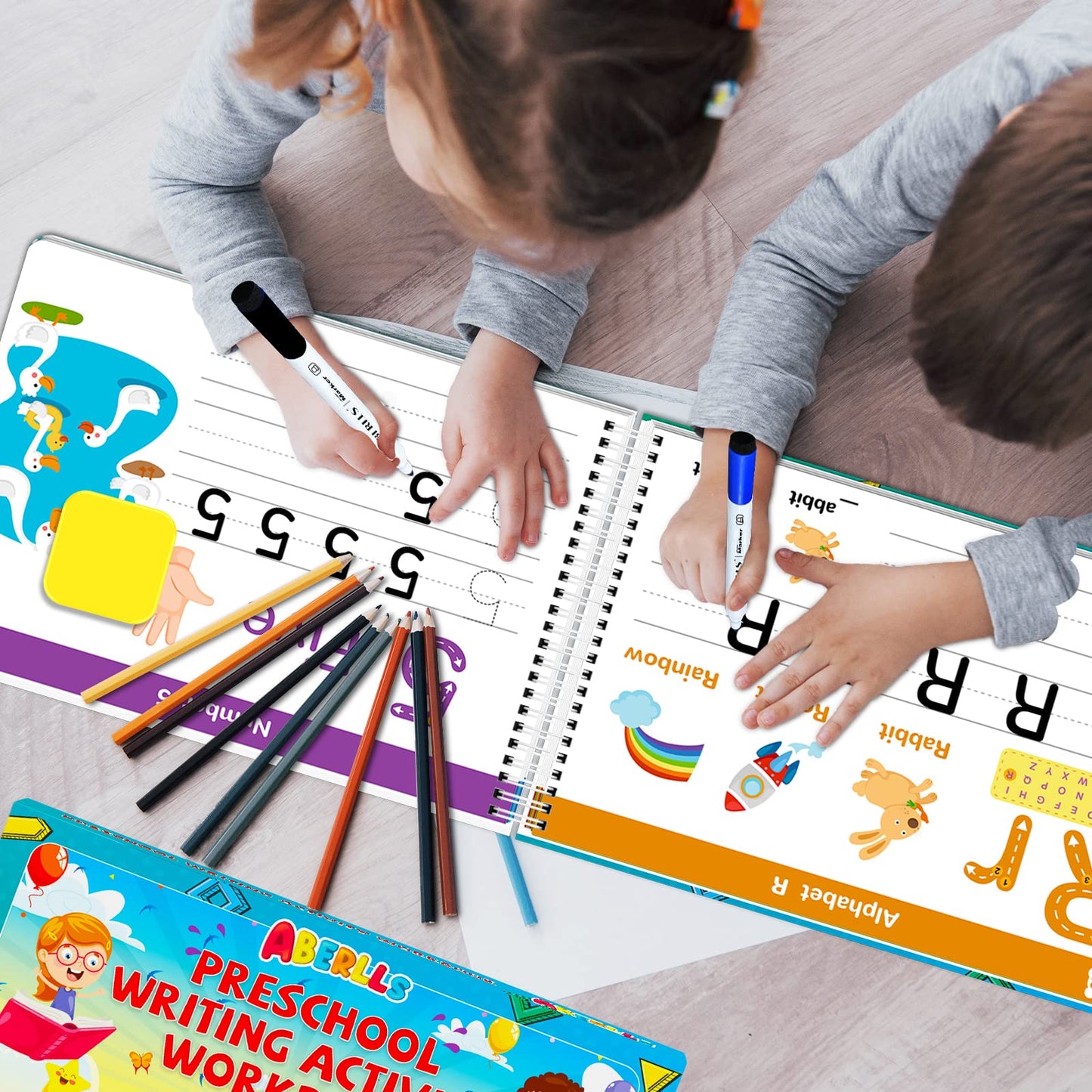 Handwriting Practice Book For Kids, Toddler Preschool Learning Activity For 3 4 5 Year Old, Kindergarten Educational Toys, Montessori Toys Learn Number Letters/ Shapes/ Animal/ Sight Words Workbook
