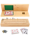 We Games Wooden Cribbage Board Game Set, Continuous 3 Track For 2-3 Players, Travel Cribbage Board With Card Storage, Includes 9 Metal Pegs & Deck Of Cards, Card Games, Classic Board Games For Adults