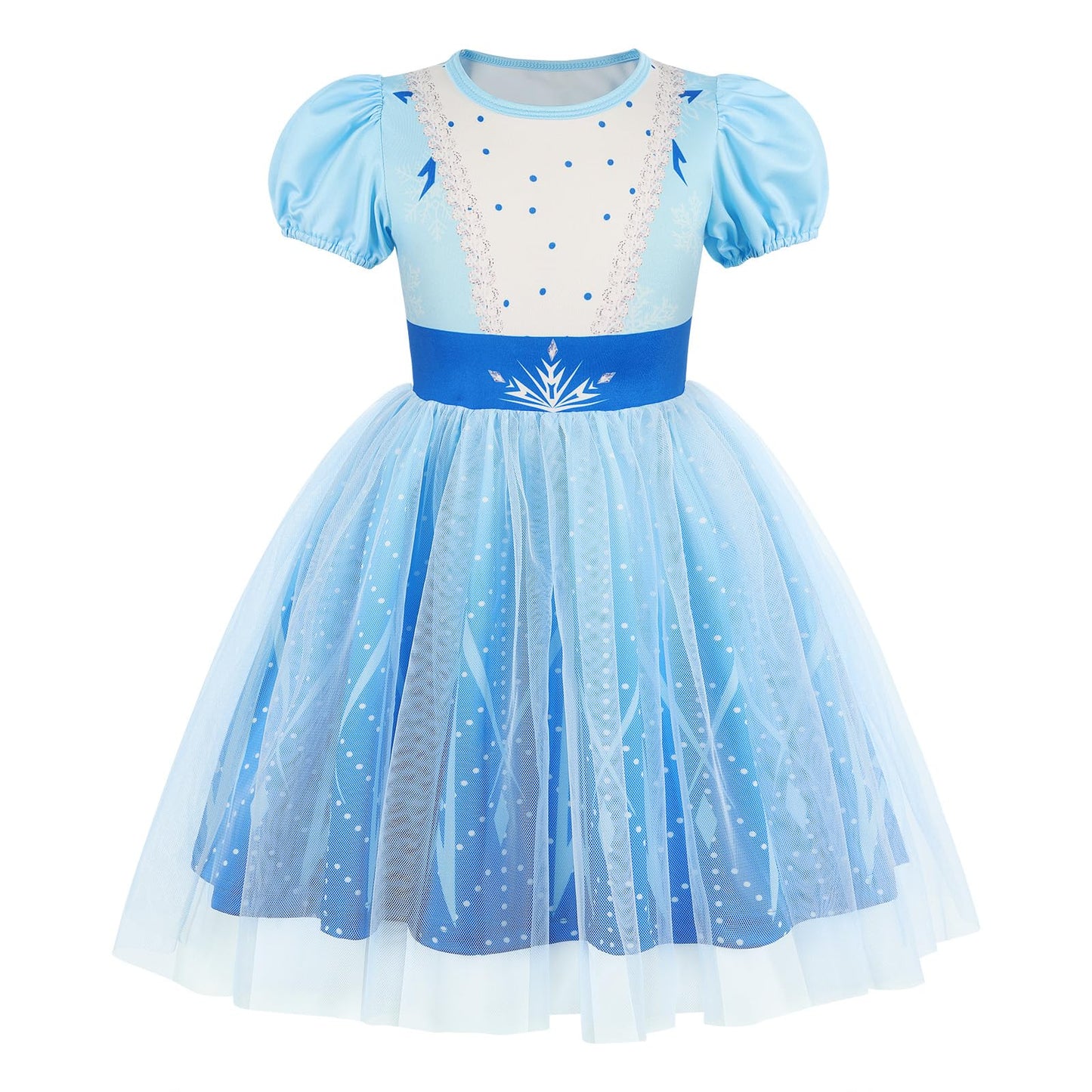 Benylion Princess Dress For Girls Princess Dresses Party Wear Puff Sleeve Tulle Dress For 2-3 Years,Paleblue