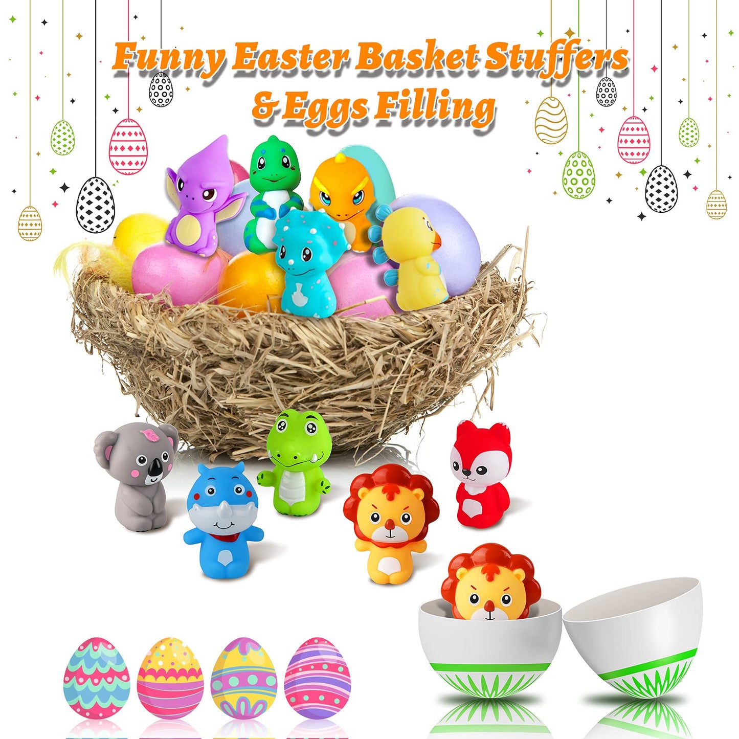 Vanmor Rubber Animal Bath Finger Puppets For Toddlers, Finger Puppets For Kids Easter Basket Stuffers Egg Fillers, Silicone Fing