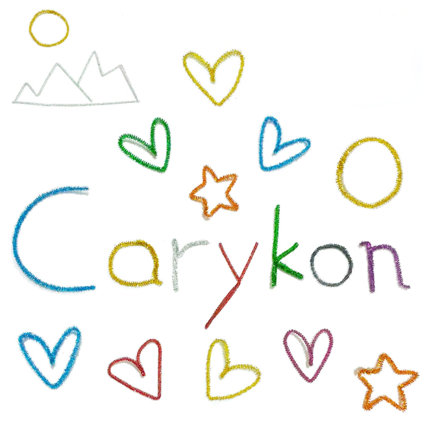 Carykon 200 PCS Glitter Tinsel Creative Arts Stems Pipe Cleaners-12 Inch (Colorful White)