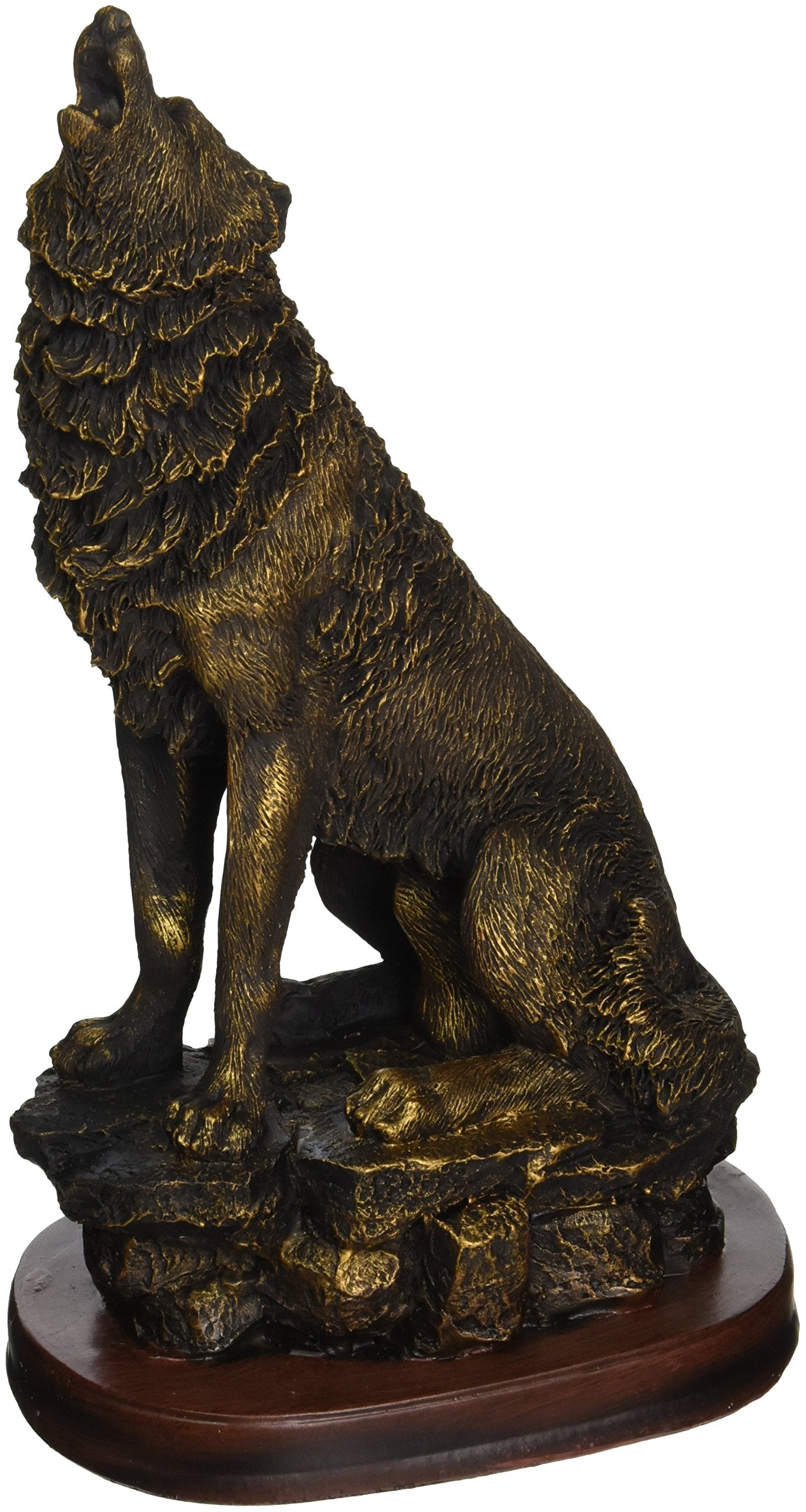 Stealstreet Ss-Ug-Py-4753 Bronzed Paint Howling Wolf Collectible Decoration Figurine Statue