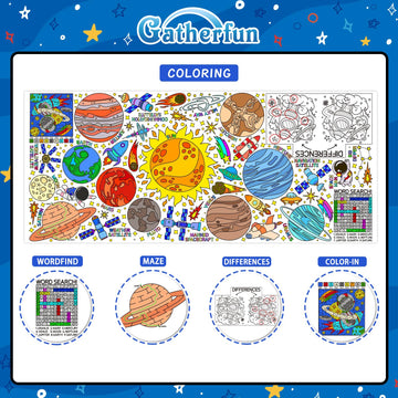Giant Coloring Poster For Classroom Wall - Versatile 31.5 X 72 Inches Outer Space Activity Poster/Table Cover,School Parties, Ou