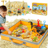 Billeeit Sand Construction Kit with A Big Foldable Sandbox and 2.2lbs Magic Sand, Truck Sand Construction Toys Including Castle