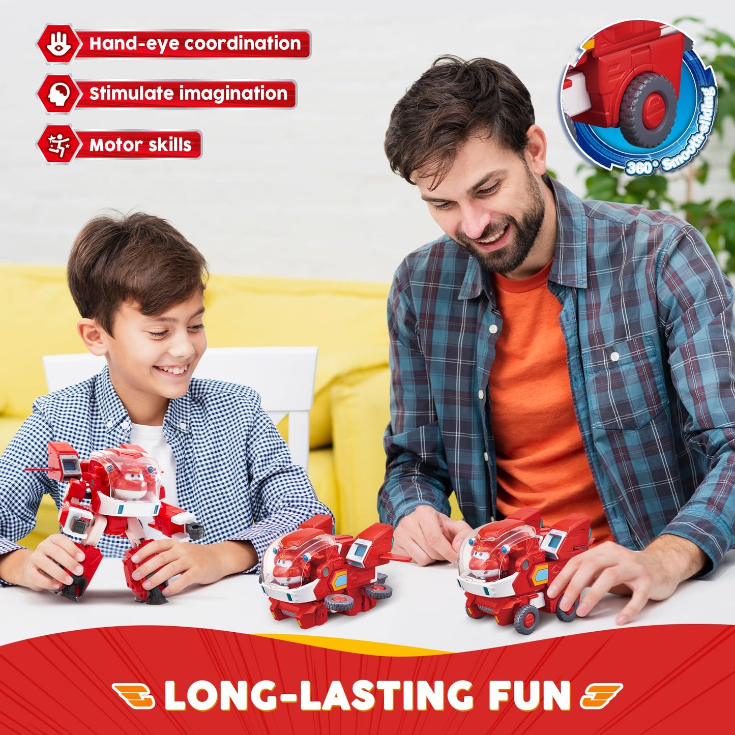Super Wings Toys, 7 Inch Jett'S Super Mecha Transforming Robot, Transforming From Toy Plane To Robot Just 14 Steps, Action Figures Toy For Kids Ages 3 And Up, Gifts For Boys And Girls