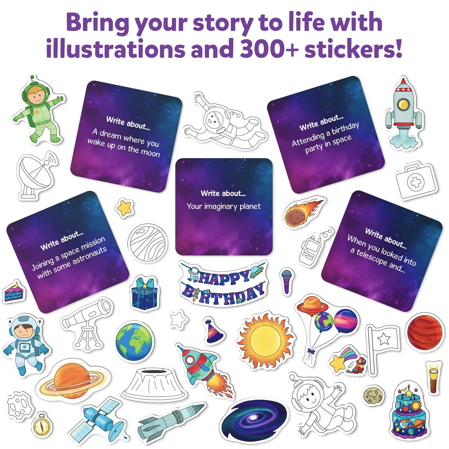 Skillmatics Storybook Art Kit - Space Explorers Art Kit For Kids, Write & Create Storybooks, Creative Activity For Boys & Girls, Diy Kit, 150+ Stickers, Gifts For Ages 5, 6, 7, 8, 9, 10