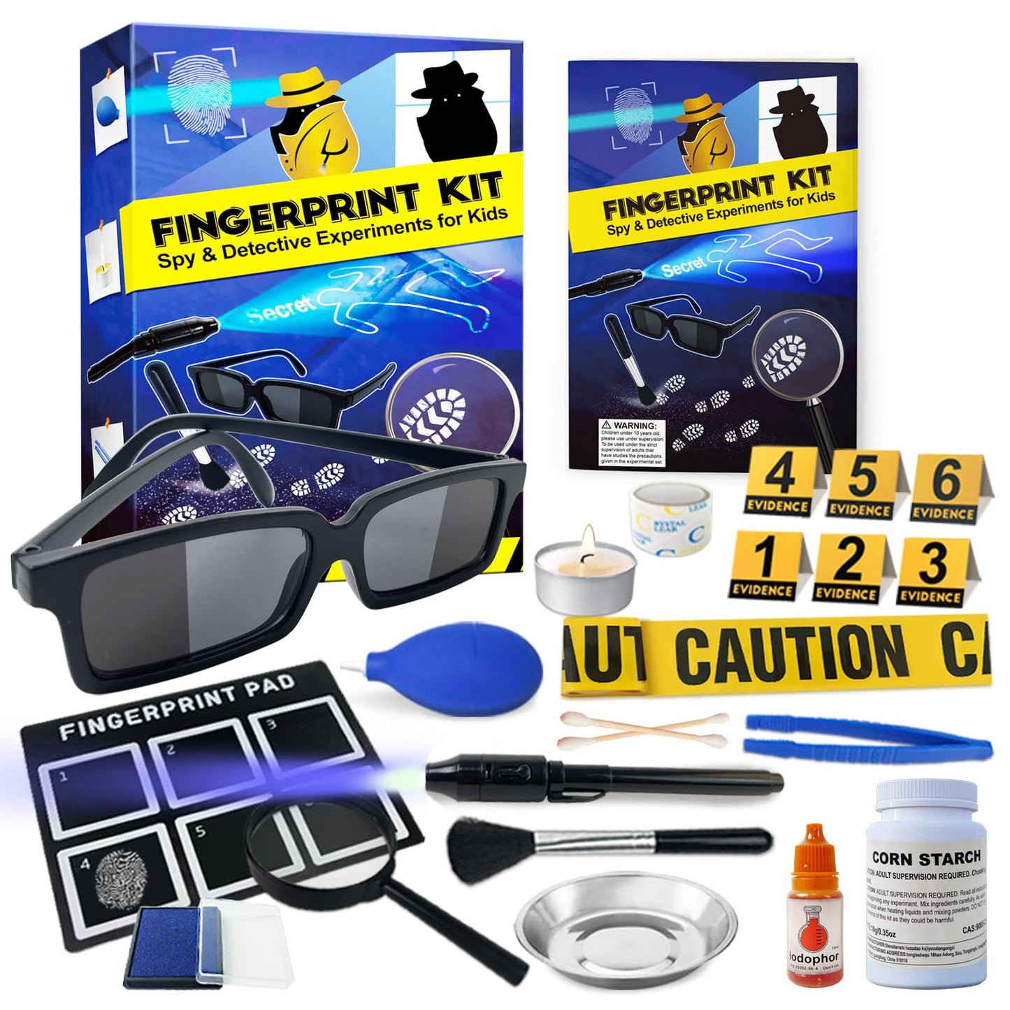 Unglinga Kids Spy Kit Detective Fingerprint Toys Gifts For 4 5 6 7 8 9 10 Years Old Boys Girls, Science Experiments Learning Educational Fingerprint Kit With Spy Glasses Detective Tools
