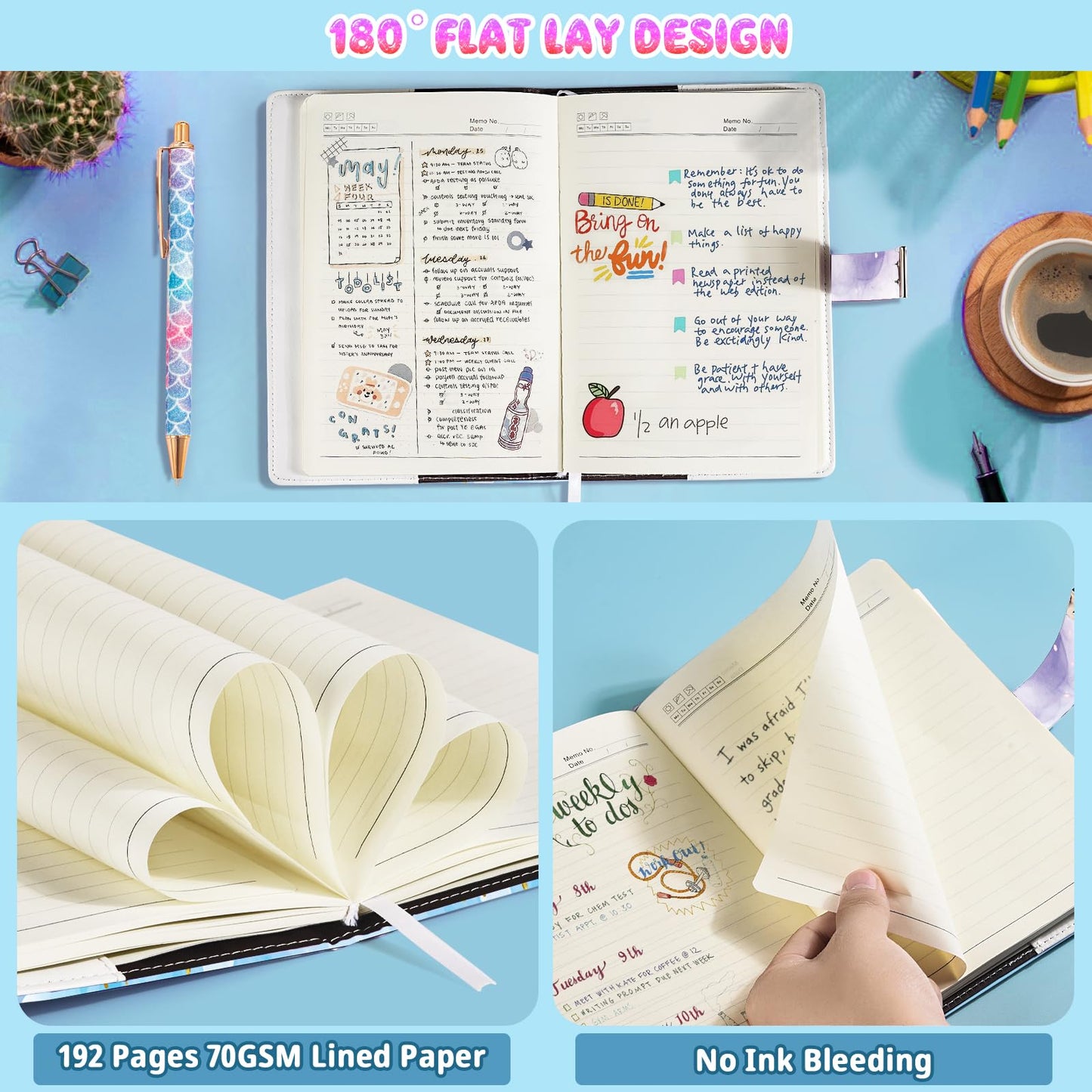 Beadsky Diary With Lock For Girls Age 8-12, A5 Journal With Lock 192 Pages Locking Diary With Pen, Cute Stuff Birthday Gifts For