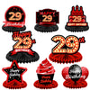 Happy 29Th Birthday Red And Black Table Honeycomb Centerpieces Balloons Theme Decor Table Decorations Table Toppers For Girls Women Princess 29 Years Old Birthday Party Bday Supplies Background Gold