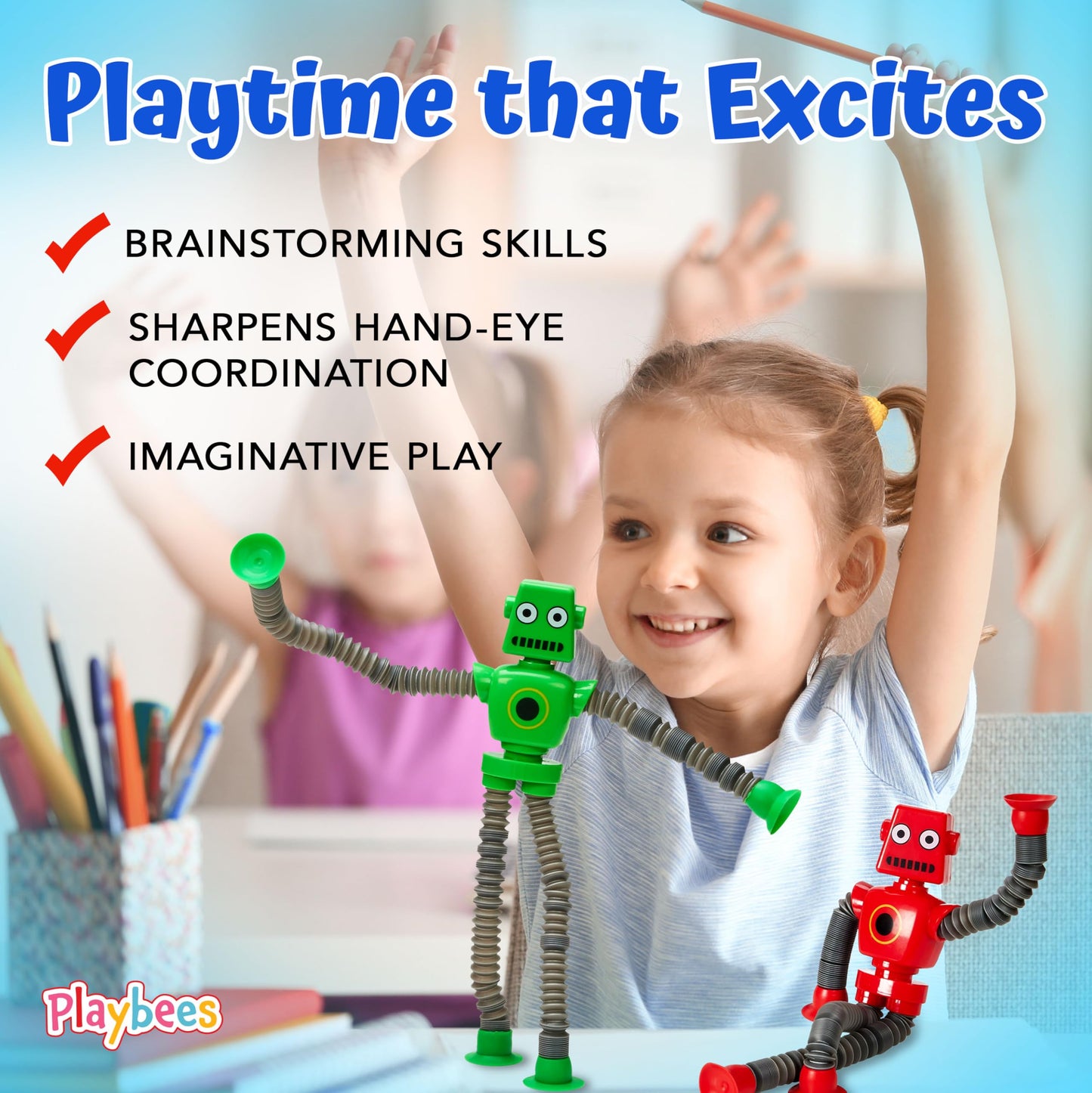 Telescopic Suction Cup Robot Toys 12-Pack Shape Changing Educational Fidget Toys Sensory Toys Adhd Autistic Stimulating Creative
