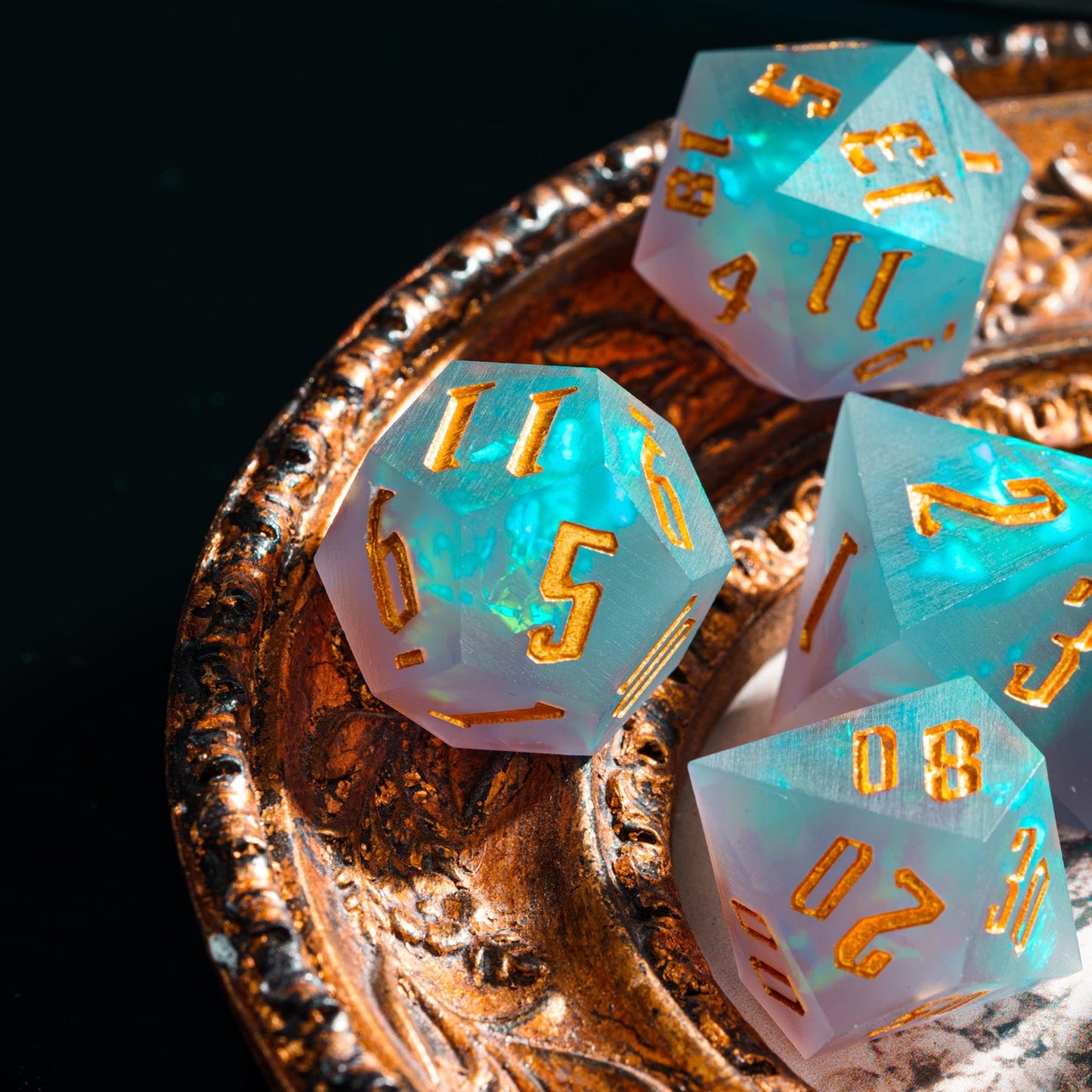 Cusdie Frosted Dice Sharp Edges Dnd Dice, 7 Pcs D&D Dice, Handcrafted Polyhedral Dice Set, For Role Playing Game Pathfinder(Grey