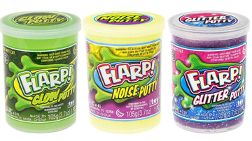 Ja-Ru Flarp Noise Putty 3 Set Variety Pack (2 Packs) - Glow In The Dark, Glitter & Original Noise Putty Slime, All Scented. Fidg