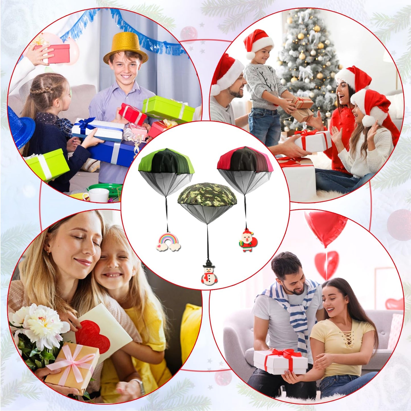 8 Pack Stocking Stuffers For Teens, Christmas Parachute Toys For Kids 4-8 8-12 Xmas Party Favors Outdoor Hand Throw Flying Toys