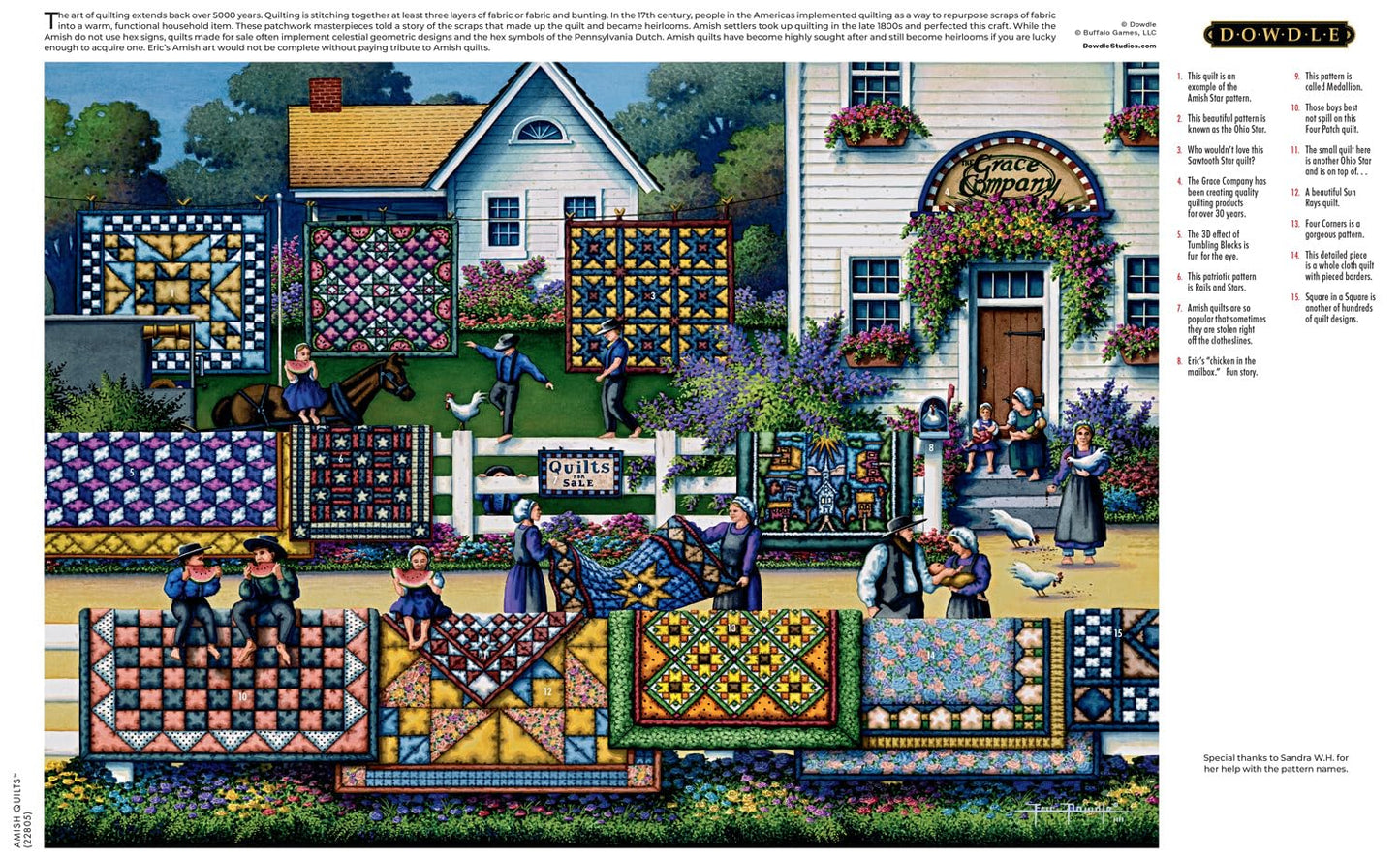 Buffalo Games - Dowdle - Amish Quilts - 300 Piece Jigsaw Puzzle For Adults -Challenging Puzzle Perfect For Game Nights - Finished Size Is 21.25 X 15.00