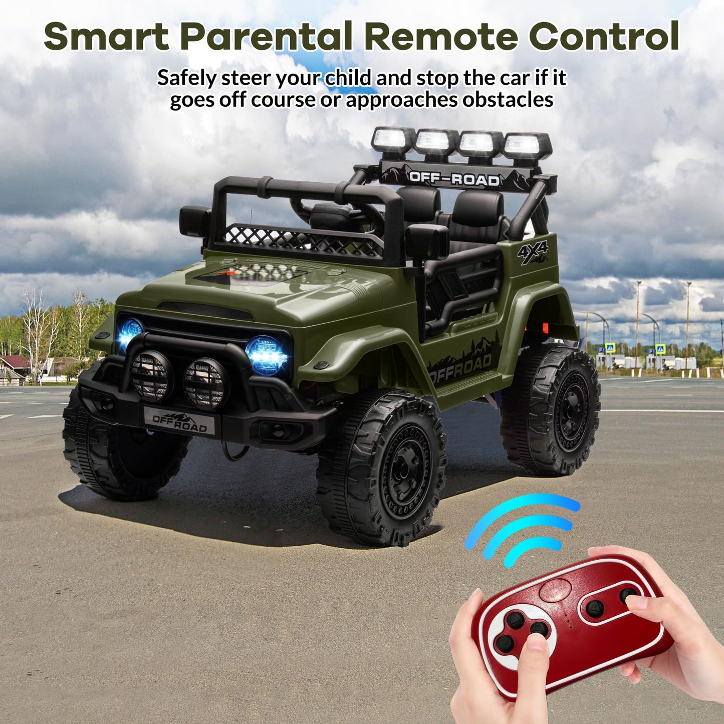 Hipicute 12V Kids Ride On Car for Kids Ages 37-96 Months, Electric Truck Ride On Toys with 5MPH Max Speed, Remote Control, Accel