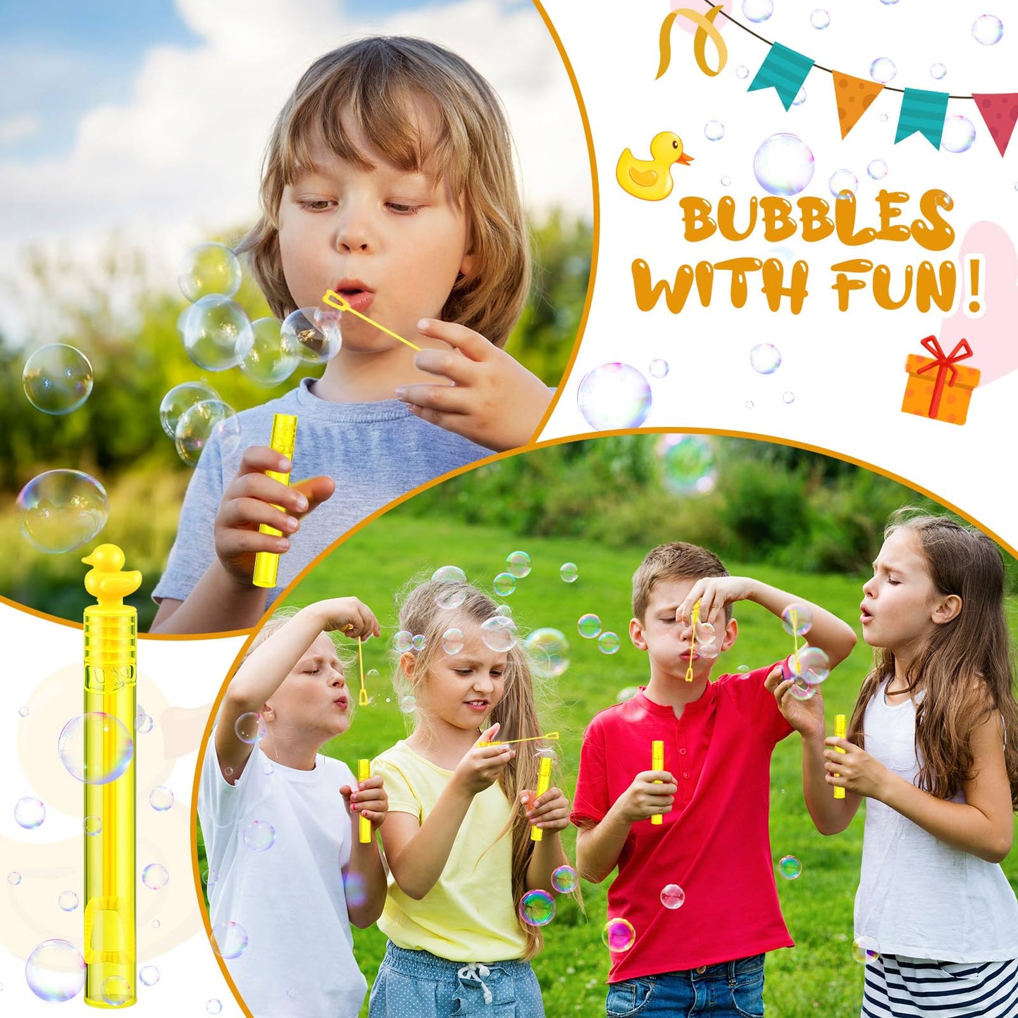 Foilswirl 50 Pcs Duck Bubbles Party Favors For Kids Yellow Duck Mini Bubble Wand Blowing Sticks Bulk For Summer Birthday Party S