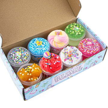 Okaybee Slime Variety Pack - 8 Textured Slimes including Butter, Cloud, Clear, Honeycomb & Beaded Slime - Perfect Party Favors for Kids