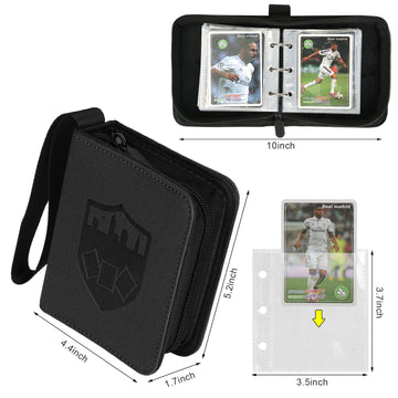 GERMUN Mini Card Binder 1 Pocket 80 Pockets Trading Card Binder enhanced Small 2 Pocket Trading Card Collection Album Folder with 40 Sleeves Double Sided - Gifts for Kids (Black)