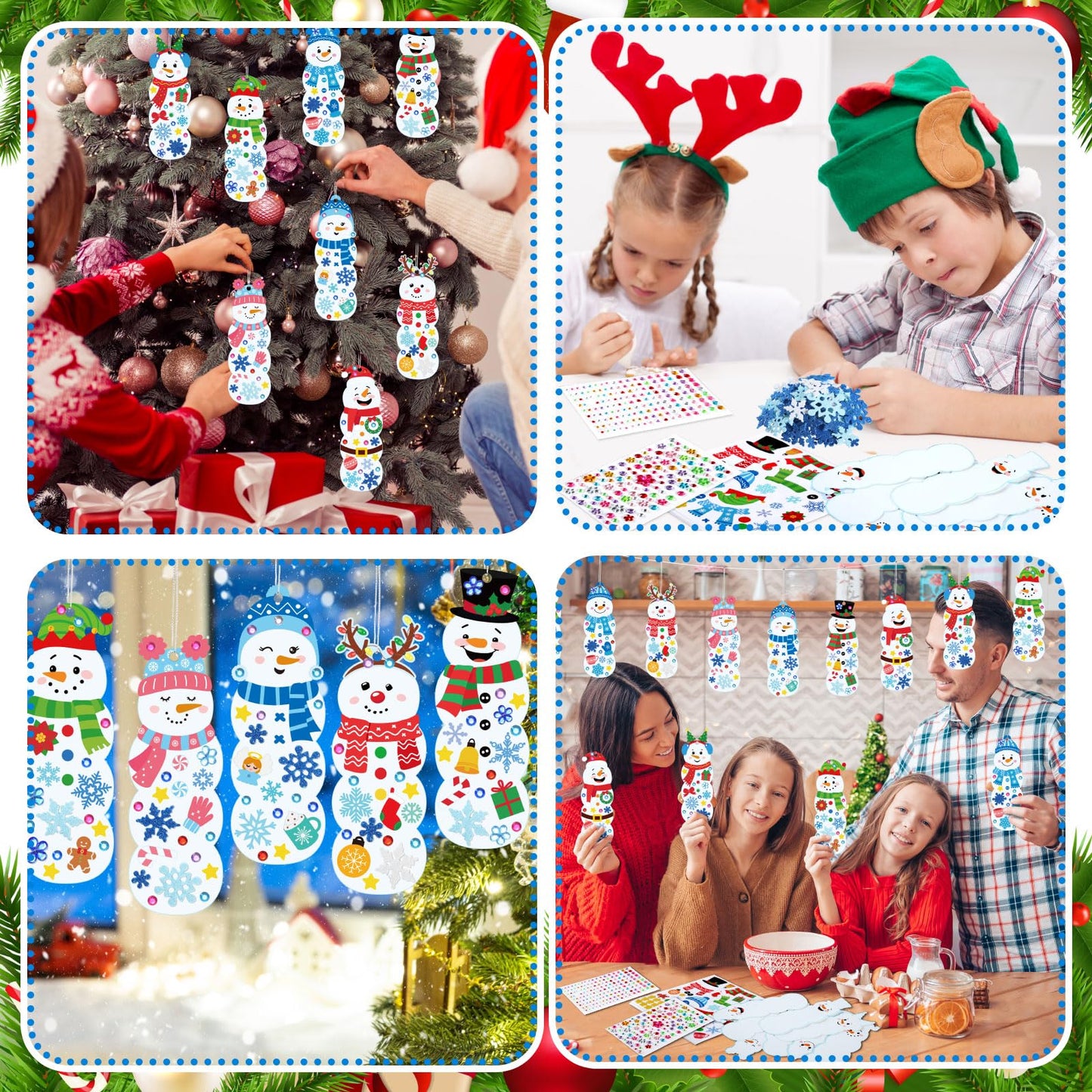 Frienda 48 Set Christmas Snowman Craft Kit DIY Christmas Snowman Bookmarks Ornaments Art Sets Winter Xmas Foam Stickers and Craf