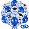Whaline 60Pcs Graduation Party Balloon Set 7 Designs Blue White Confetti Latex Balloon With 2 Rolls Blue Ribbon Class Of 2024 Grad Cap Congrats Grad Balloon For Graduation Party Decoration Supplies