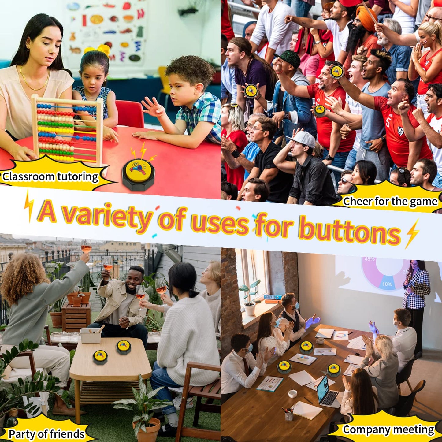 BOSKEY Air Horn Sound Effect Button - Hip-Hop DJ Noise Maker, Small Talking Button for Fun & Parties